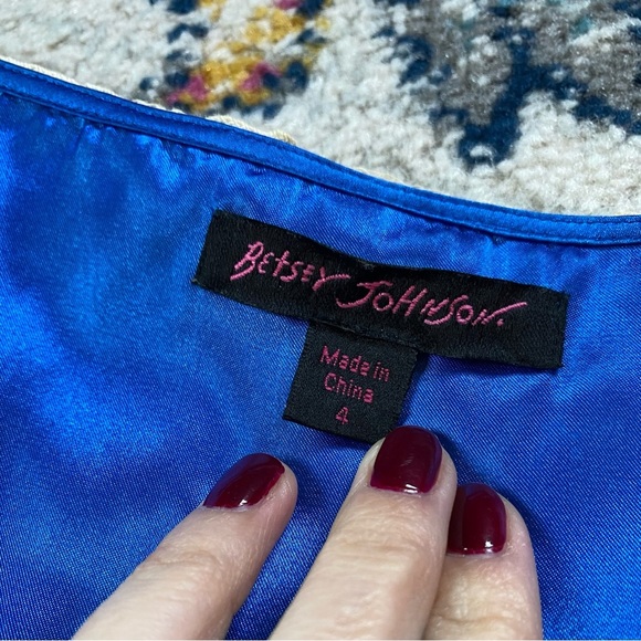 Vtg Y2K Betsey Johnson Black Label Ivory Lace Overlay Romantic Cottagecore Top - Picture 9 of 10